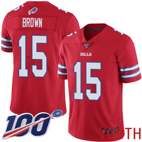 Custom Youth Buffalo Bills 15 John Brown Limited Red Rush Vapor Untouchable 100th Season NFL Jersey